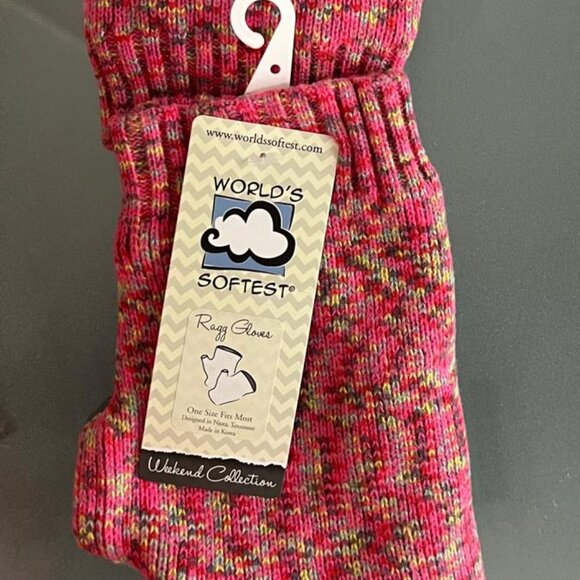 World's Softest Fingerless Women's Gloves Weekend Collection.Pink with Gray Trim - Picture 3 of 3